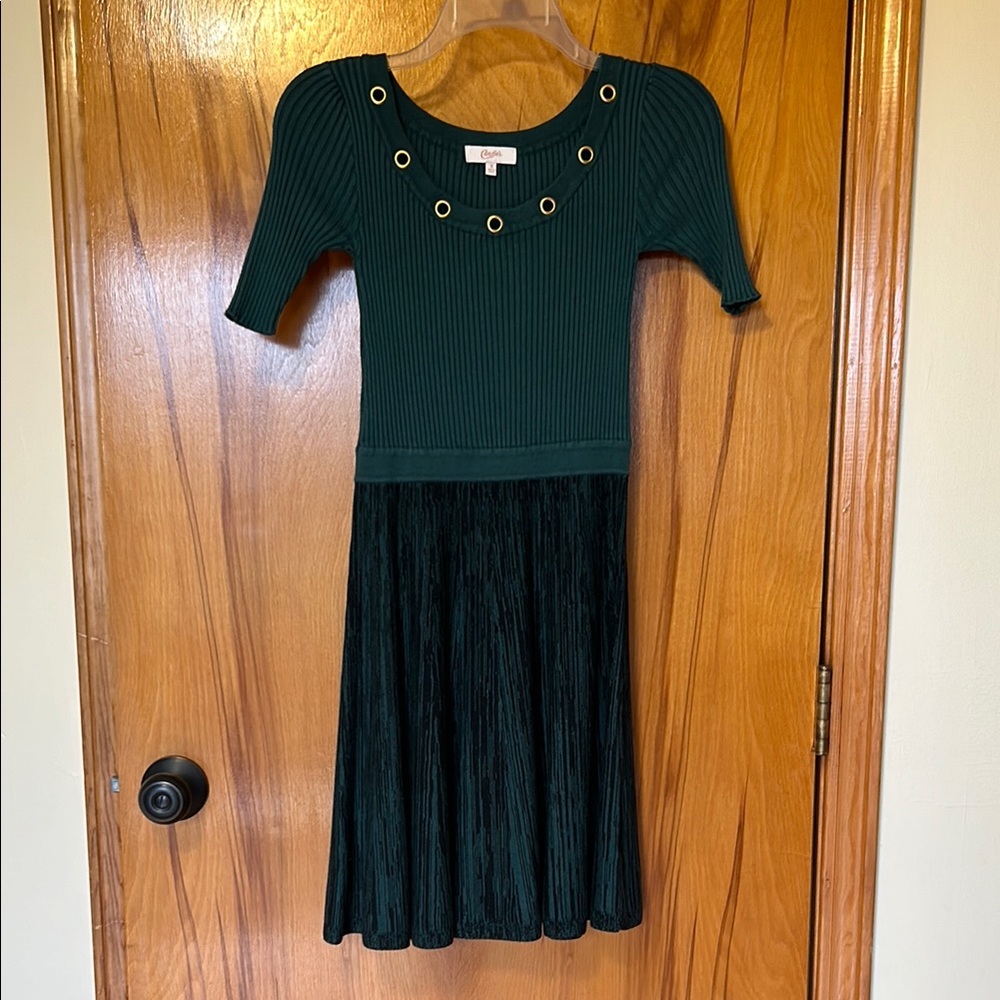 Elegant Green Dress with Gold Accents